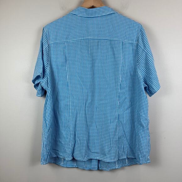 Christopher & Banks Shirt Womens 1X Blue Gingham Check Short Sleeve Button Front - Picture 2 of 8